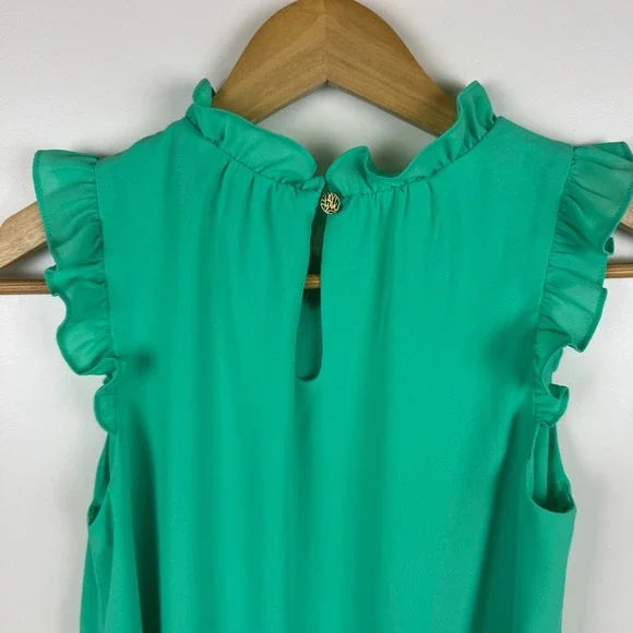 Lilly Pulitzer Green Sleeveless Ruffled Blouse - Picture 3 of 9